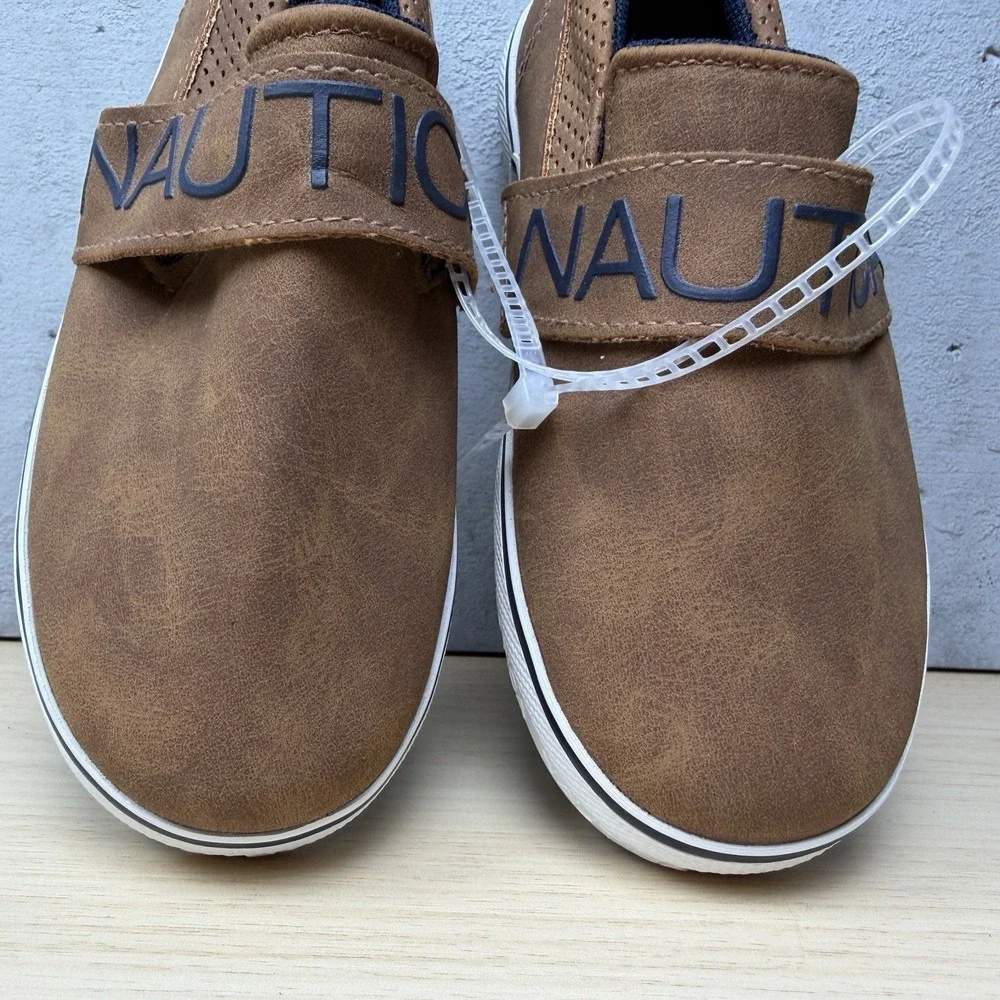 Nautica Orinoco Brown Leather slip On Dress Shoe Sneaker Toddler Size 10‎